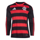 Camisa Flamengo 2025/26 – Manga Longa Masculina – Vermelho e Preto – Adidas