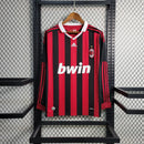 Camisa Retrô Milan 2009/10 – Titular Manga Longa – Vermelha e Preta