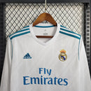 Camisa Retrô Real Madrid 2017/18 – Titular Manga Longa Masculino – Branco – Adidas